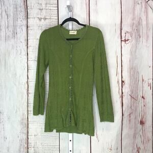 Nazca cotton green knit button down sweater cardigan